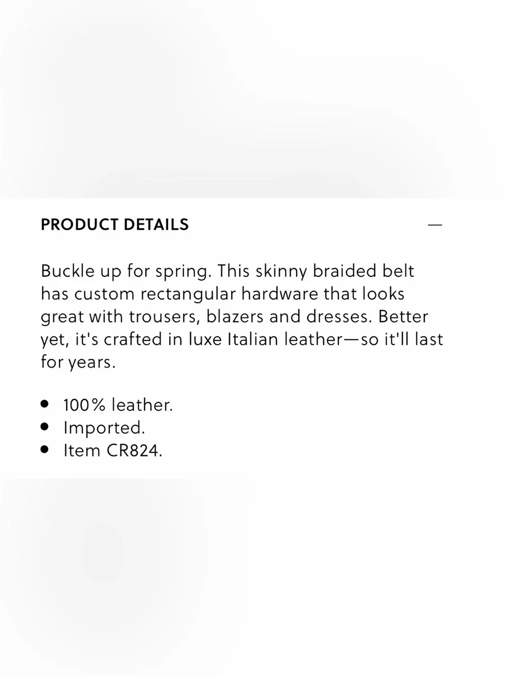 NEW J. Crew Skinny braided belt in Italian leather Raw Cashew CR824 $70 M/L